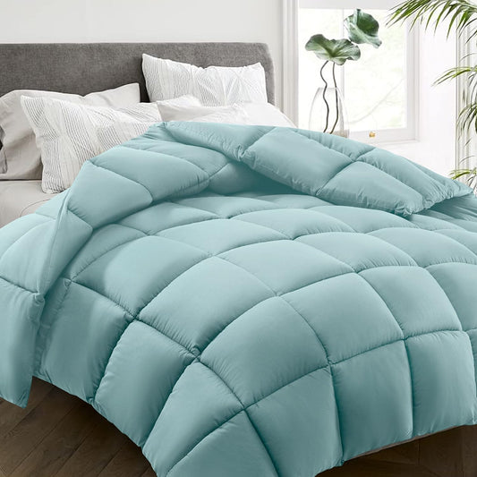 HYLEORY All Season Twin Size Bed Comforter - Cooling Down Alternative Quilted Duvet Insert with Corner Tabs - Winter Warm - Machine Washable - Turquoise