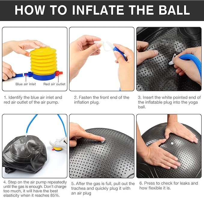 Yoga Ball, 22-30 Inch Extra Thick Exercise Ball for Workout Fitness Balance, Anti Burst Chair for Home and Office Desk, Includes Hand Pump & Workout Guide Access