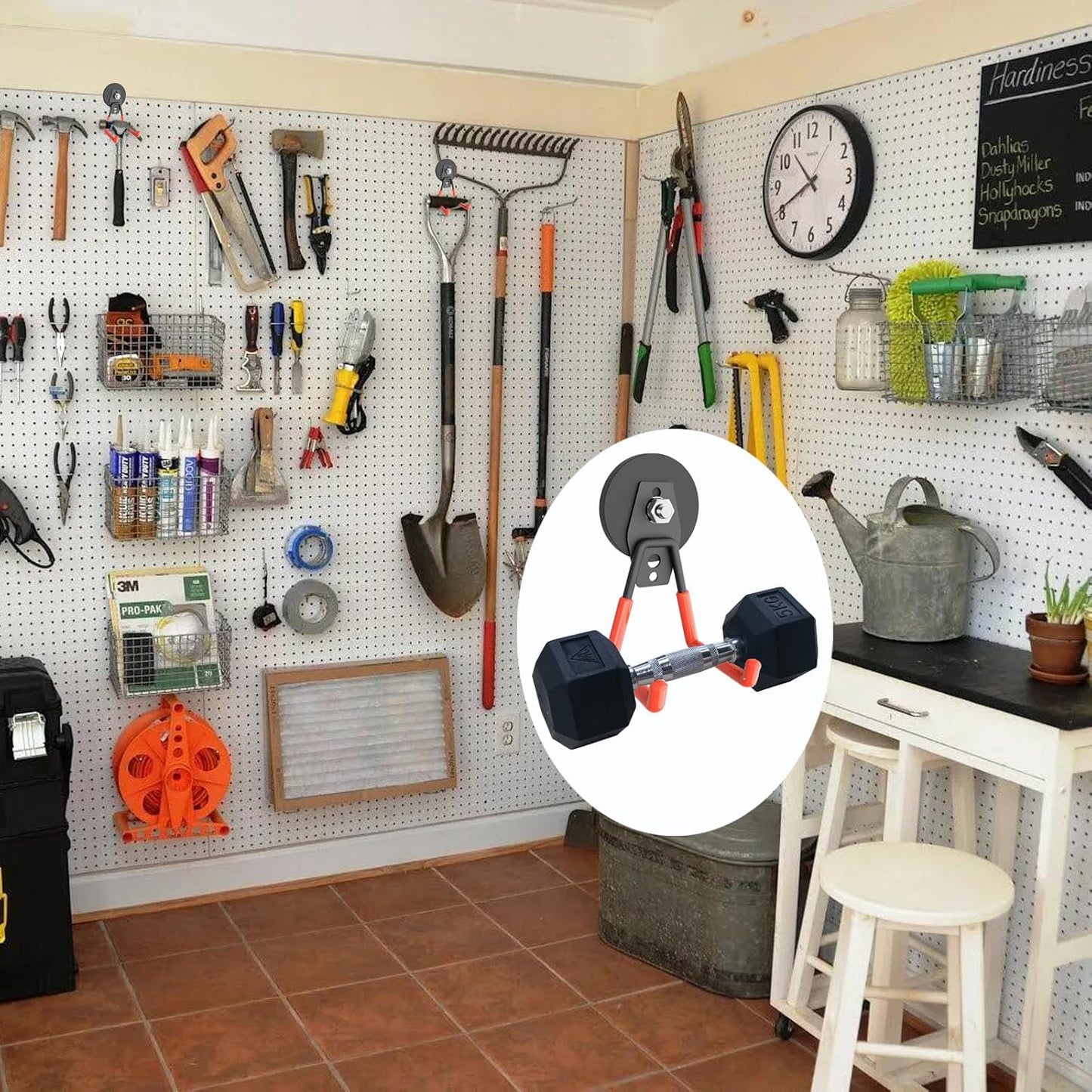 Super Strong Garage Magnetic Hooks Heavy Duty-6Pack,Powerful Magnetic Strips for Power Drill, Garden Tools, Hose, Straps, Steel Pegboard, Garage Magnetic Hooks Hanger,Workshop Tool Holder