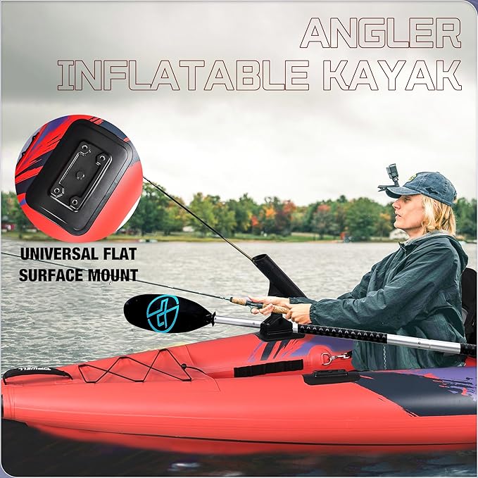 UPWELL 11'/14'6”Inflatable Kayak with Drop Stitch Floor and Accessories Including Kayak Seat with Thickened Cushion, Paddle, Fin, Repair Kits, Carry Bag and Hand Pump
