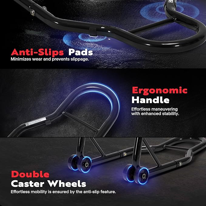 SPECSTAR Universal Motorcycle Stands, 882 Lbs Capacity Front Rear Wheels Lift Combo with U+L Adjustable Swingarm Spool, Heavy Duty Paddock Stands for BMW, Suzuki, Yamaha, Honda, Kawasaki, Black