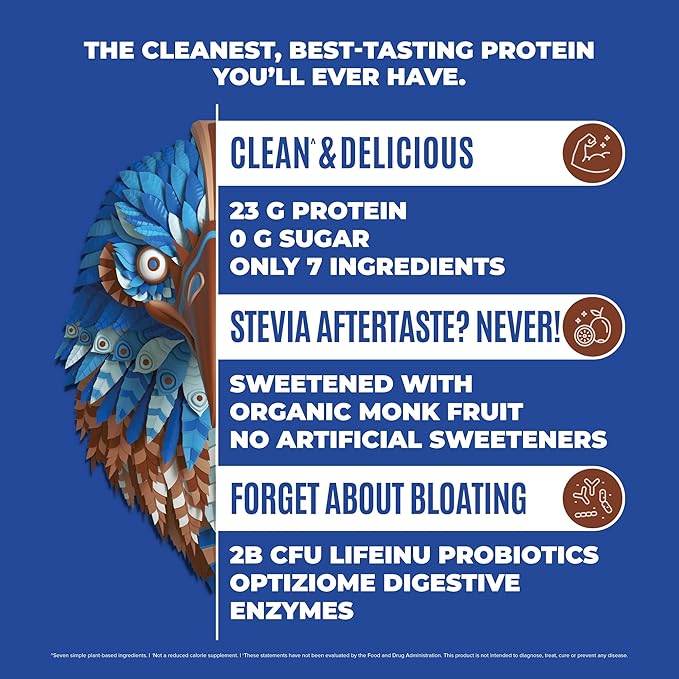 Falcon Vegan Protein Powder Organic, Stevia & Sugar Free, Plant Based Protein, Low Carb, Dairy Free, Keto, Non Whey Protein, Probiotic, Pea Protein | Chocolate Flavor - 60 Servings - 3.9lb
