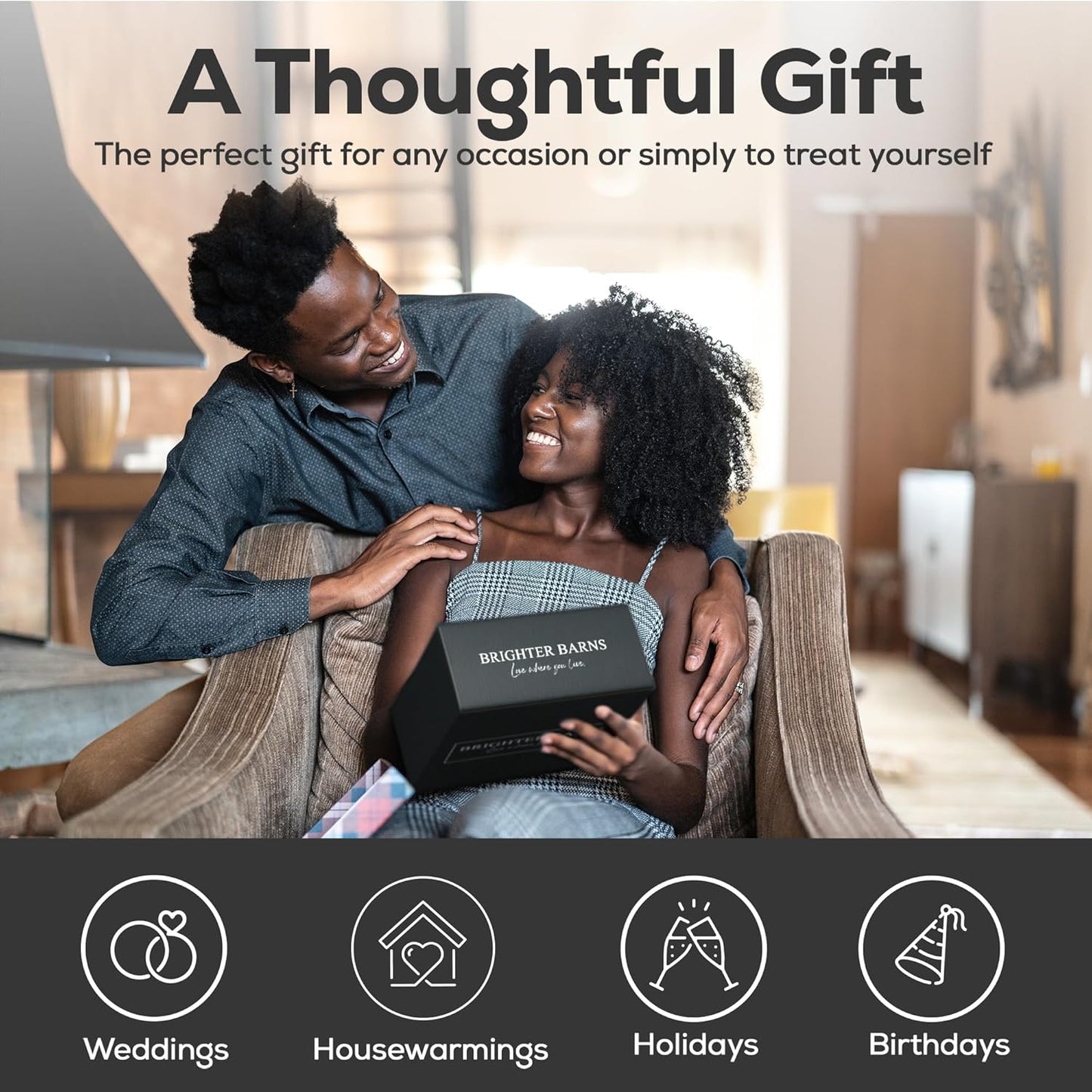 White Salt and Pepper Shakers Set with Holder by Brighter Barns - Neutral Minimalist Glass Salt Shaker with Caddy - Dining Table Decor, Modern Kitchen Accessories for Restaurant, Hotel, Airbnb (White)