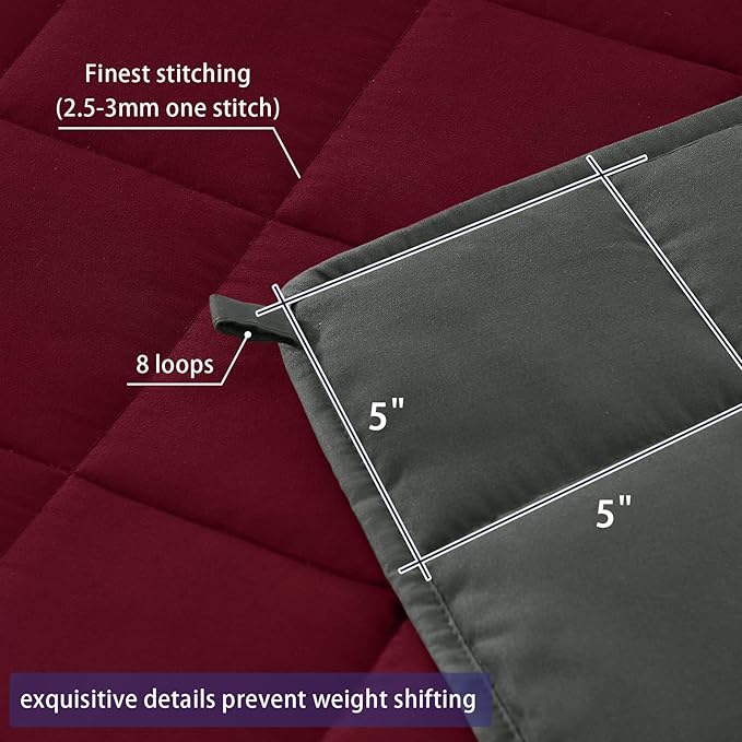 yescool Weighted Blanket for Adults (20 lbs, 48" x 72", Red Grey) Cooling Heavy Blanket for Sleeping Perfect for 110-130 lbs, Twin Size Breathable Blanket with Premium Glass Bead, Machine Washable