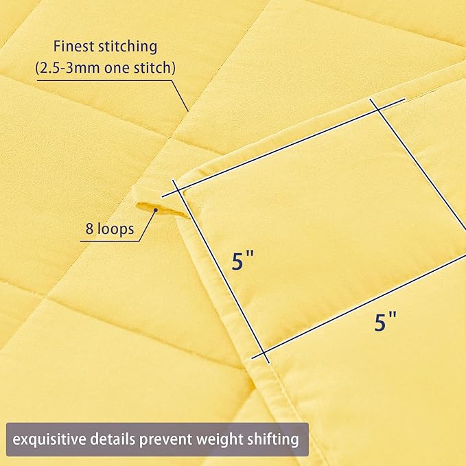 yescool Weighted Blanket for Adults (17 lbs, 60" x 80", Yellow) Cooling Heavy Blanket for Sleeping Perfect for 160-180 lbs, Queen Size Breathable Blanket with Premium Glass Bead, Machine Washable