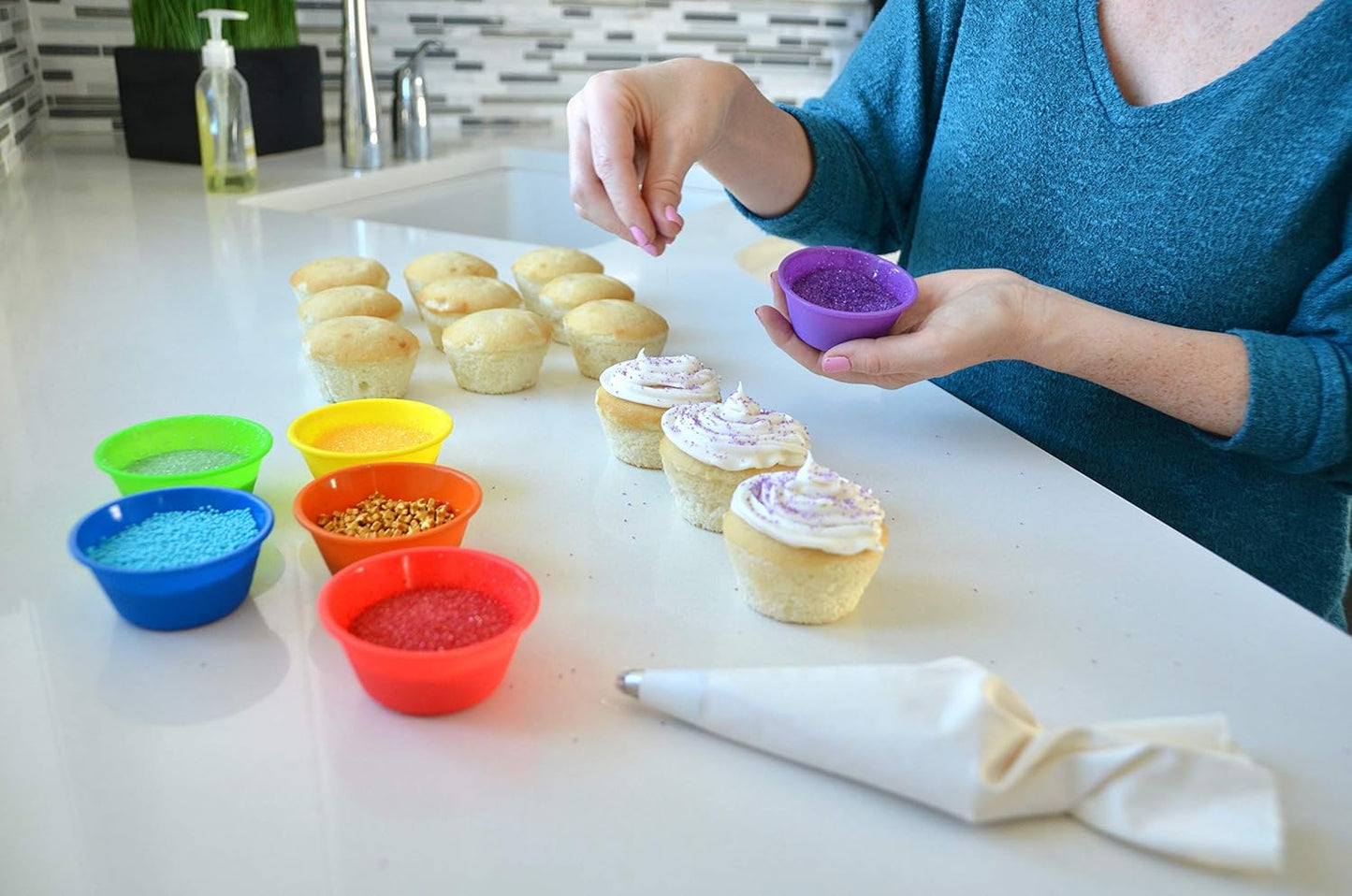 | Professional Silicone Baking Cups | Premium 12 Piece Set | Reusable Cupcake Muffin Pans | BPA Free