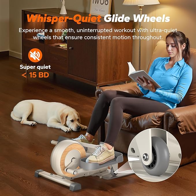 MERACH Sitting Under Desk Elliptical Machine, Leg Exerciser While Sitting for Seniors, Seated Pedal Exerciser, Quiet & Portable Pedal Exerciser with 8 Resistance Levels, Work from Home Fitness