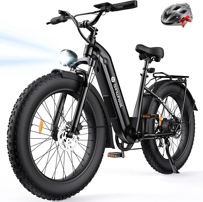 isinwheel U8 Plus Electric Bike for Adults,1500W Peak Motor Hydraulic Brake Ebike,Max 20/28MPH 75-105Miles Electric Bicycle with 13AH/18AH Battery,26" Step-Thru Fat Tire Commuter E Bike for Adults