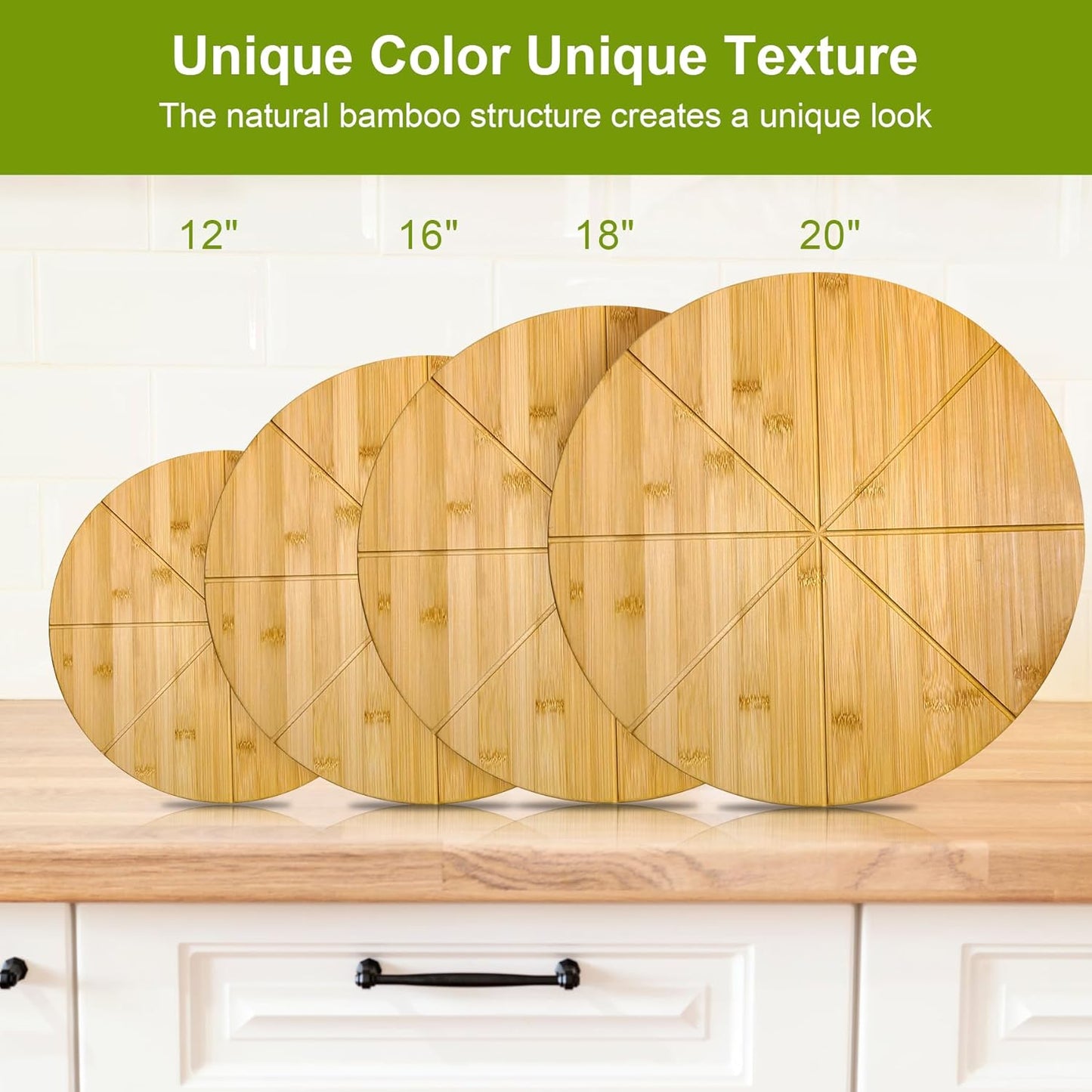 12" Round Cutting Board Pizza Cutting Board with Cutting Grooves Double Sided 12inch Bamboo Wooden Pizza Tray Serving Platter Pizza Oven Accessories Pizza Prep Board Paddle Circular Circle