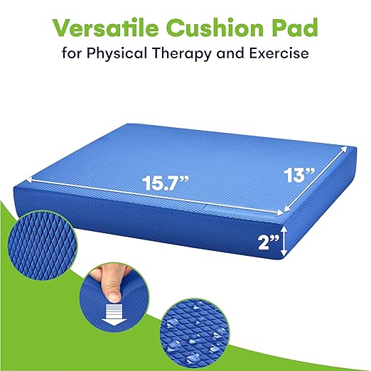 Steady Doggie | Blue Foam Balance Pad - Balance Board for Physical Therapy - Durable Large Textured Cushion Pad for Exercise, Workout, Balancing, Stability Workout, Knee and Ankle Exercise