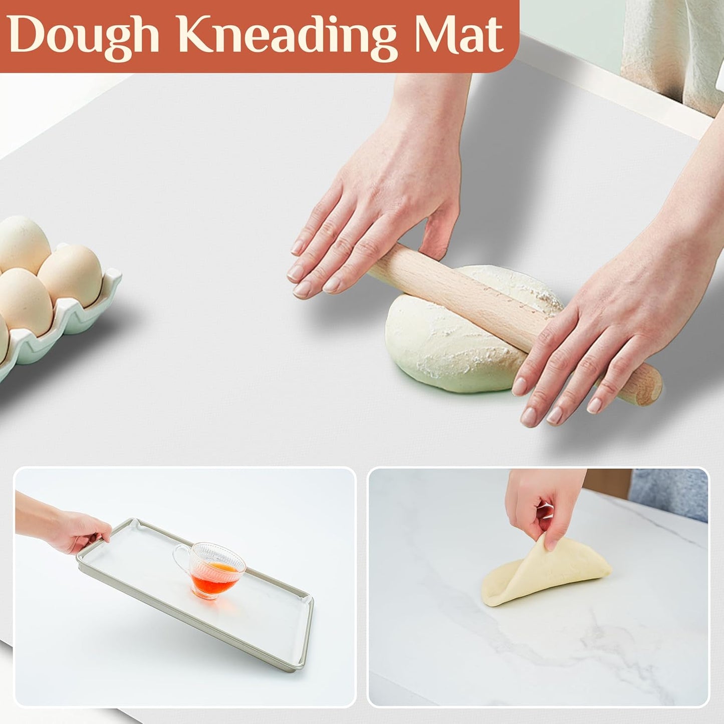 Silicone Baking Mat, 24 IN x 6 FT Free Cutting Baking Sheet,Non-Stick Reusable Dough & Pastry Mat,Non-Slip Silicone Mat Roll for Air Fryer Liner,Freeze Dryer,Oven Baking Pan,Kitchen Counter