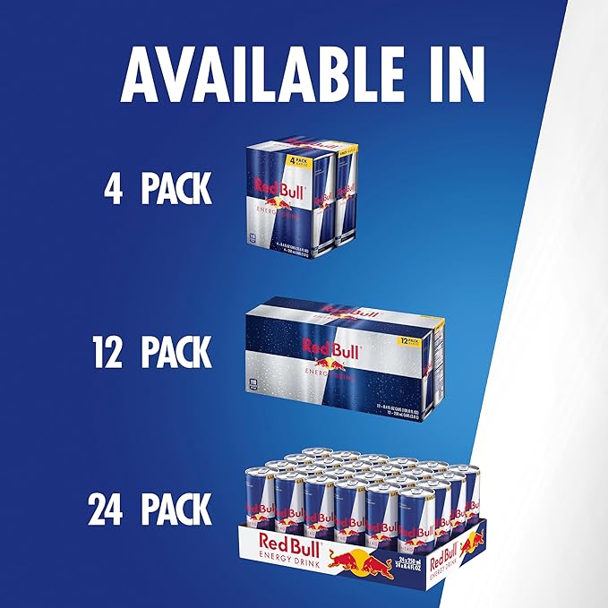Red Bull Energy Drink with 80mg Caffeine plus Taurine & B Vitamins, 8.4 Fl Oz, Pack of 4 Cans