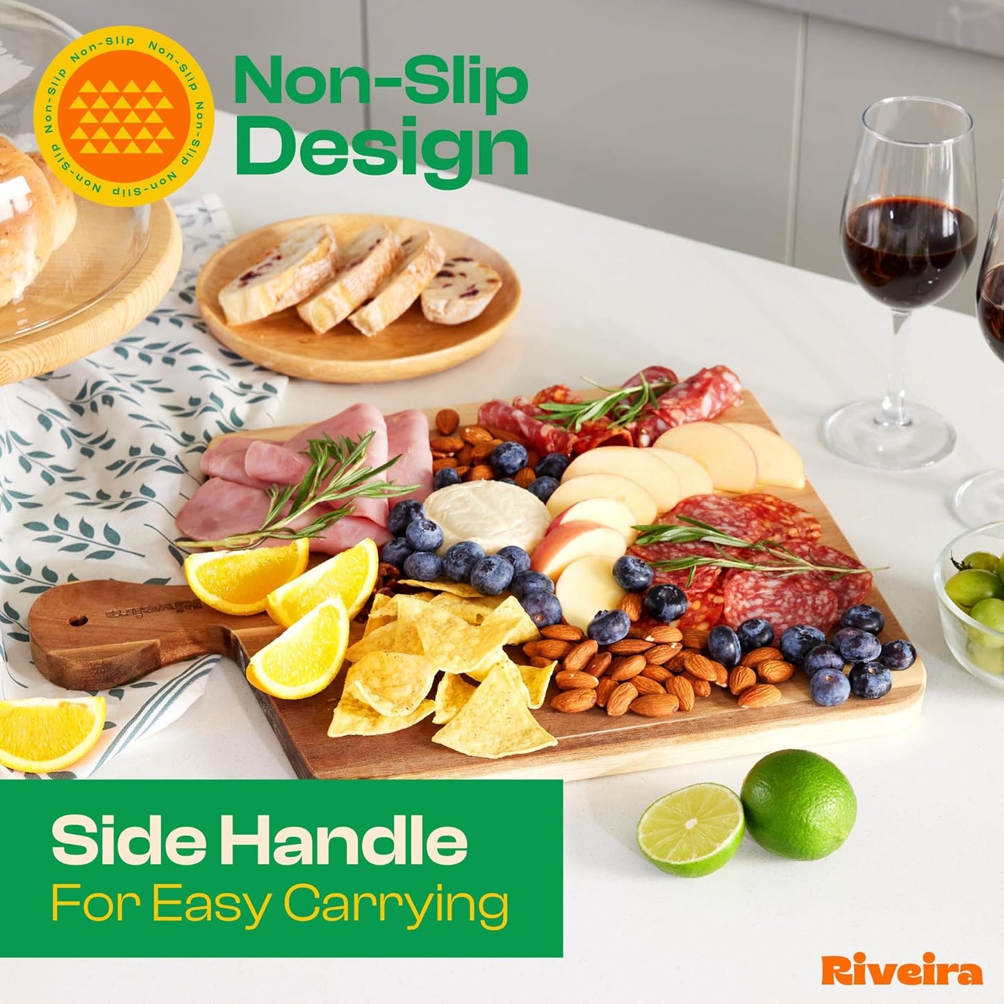 Riveira Acacia Wood Cutting Board – Gourmet Acacia Grandeur: 17 x 13 Wooden Cutting Board – Natural Wooden Cutting Boards For Kitchen Decorative – Innovative Juice Grooves Acacia Wooden Chopping Board