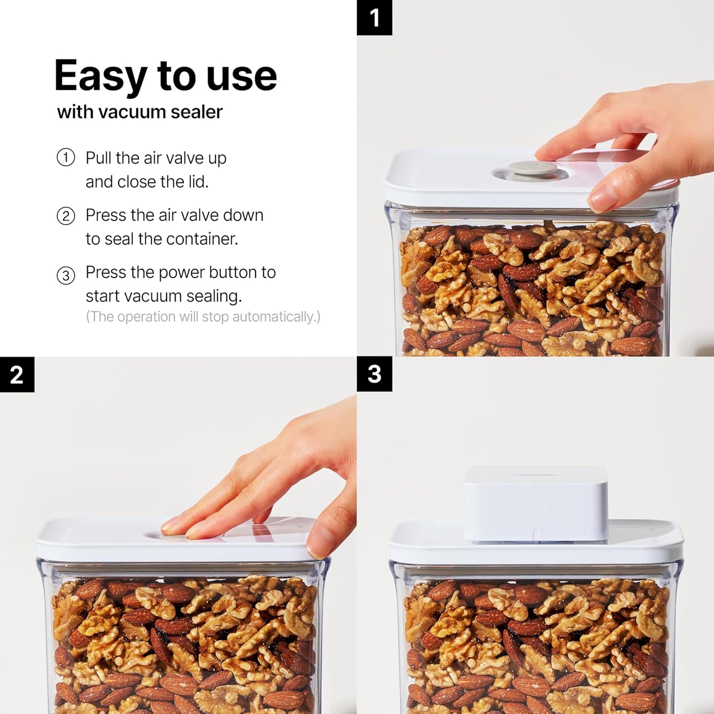 Premium Airtight Food Storage Containers, 4L(4.10qt) Smart One-Click Seal Lid, Patented Double Silicone Lining, 100% Leak Proof, BPA-FREE (Large Container 4.0)