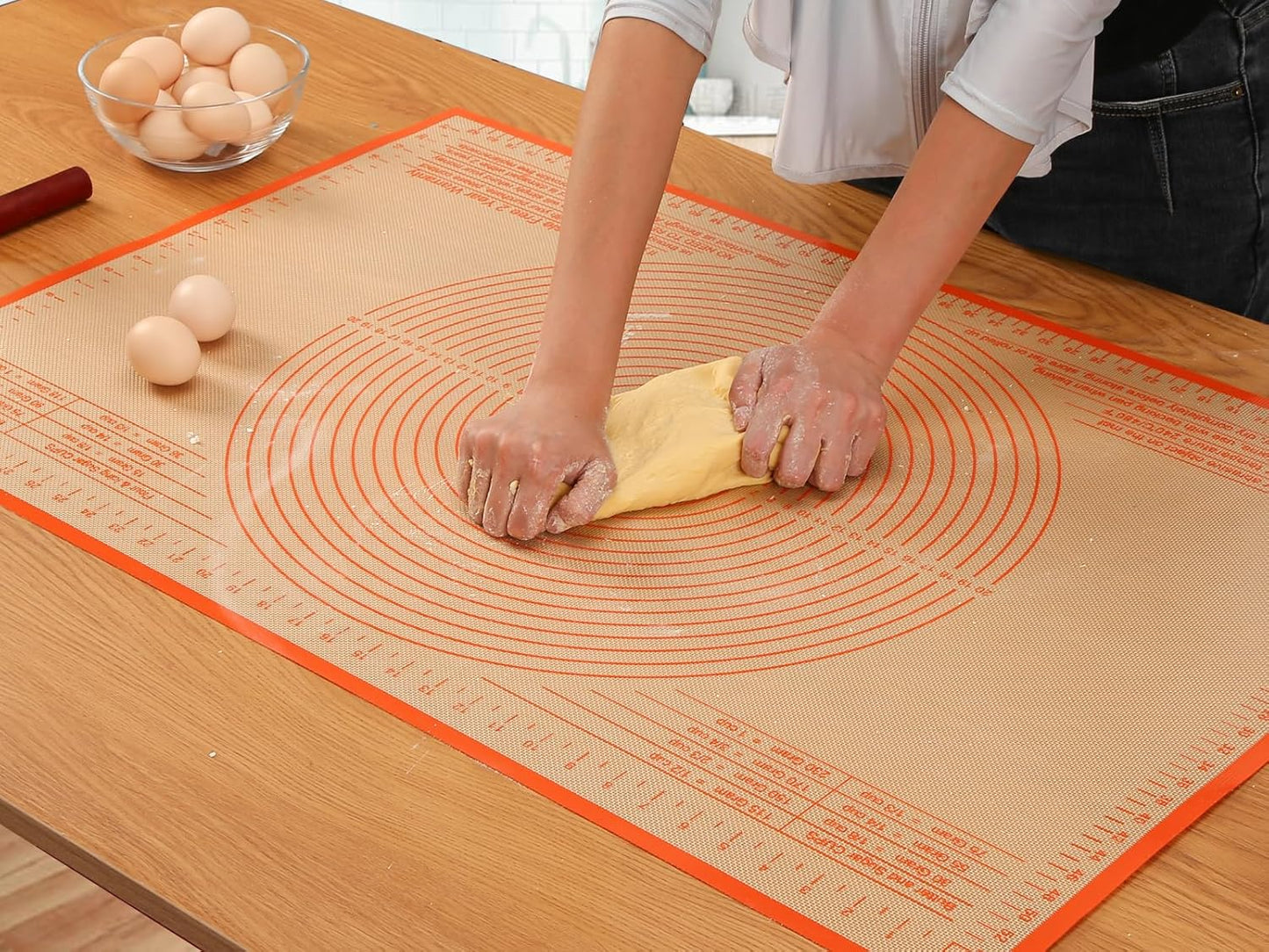 Non-slip Silicone Pastry Mat 34x26 Inch - Nonstick Baking Mat with Measurements, Perfect for Doug, Pastry, Pie Crust, Fondant, Pasta, Pizza Mats