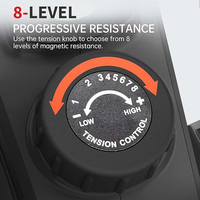 Under Desk Elliptical Machine, Electric Ellipse Leg Exerciser as Seen on TV for Seniors, Pedal Exerciser Fully Assembled with 8 Resistance Levels, Portable Leg Exerciser for Home Office