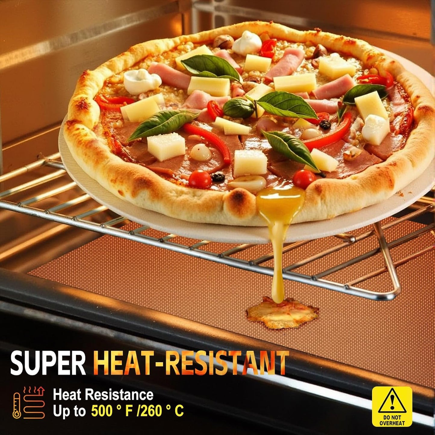 Large Oven Liners for Bottom of Oven, 17"x75" Heavy Duty Non-Stick Oven Liner Mat, Reusable Heat Resistant Grill & Baking Mat, BPA/PFOA Free Roaster Liners, Fits Electric, Gas, Toaster Ovens (Copper)