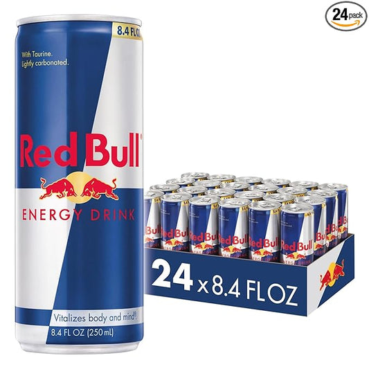 Red Bull Energy Drink with 80mg Caffeine plus Taurine & B Vitamins, 8.4 Fl Oz, Pack of 24 Cans