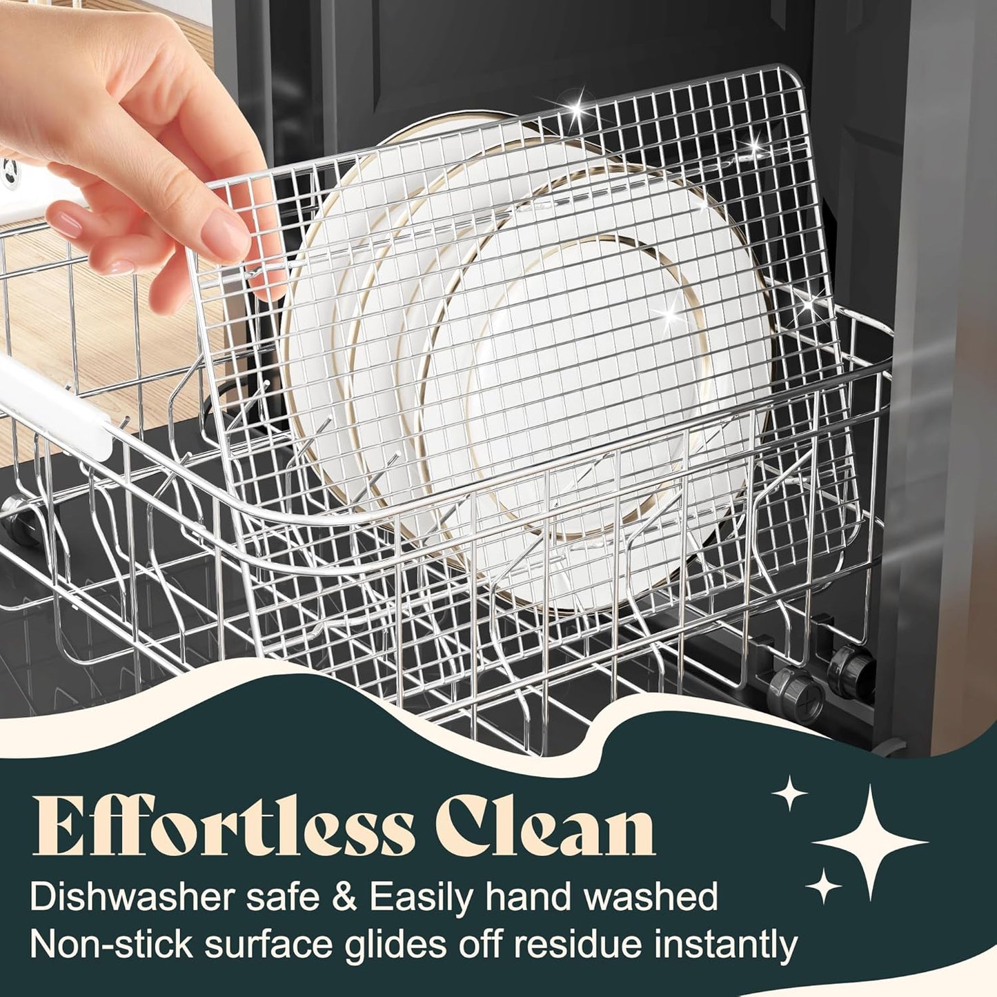 Cooling Racks for Cooking and Baking-10"x14.75" Oven Safe Premium Stainless Steel Heavy Duty Baking Rack Tight-Wire, Fits Jelly Roll Pan for Roasting & Grilling & Cooking-1 Pack