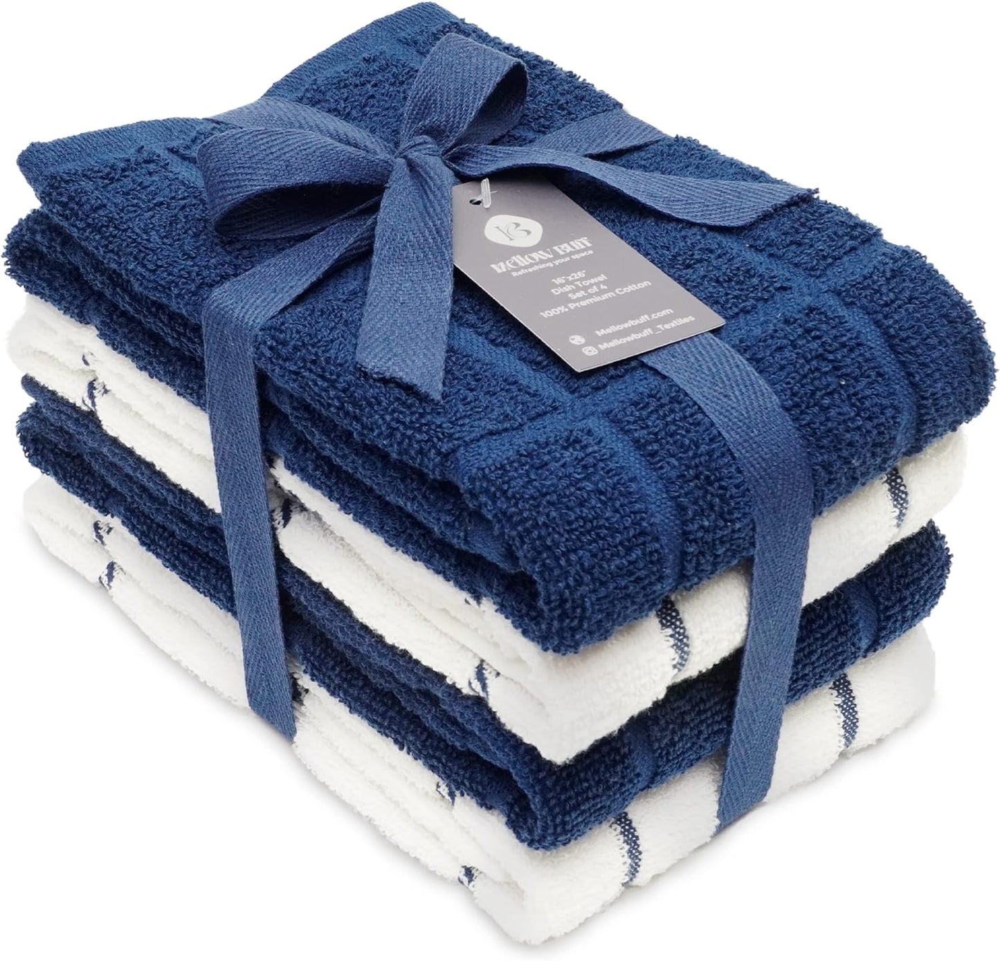 100% Cotton Terry Dish Towels, 4 pack16 x26 Inches, Super Soft and Absorbent Kitchen Towels, Perfect for Kitchen Cleaning and Dish Washing | Navy Blue …