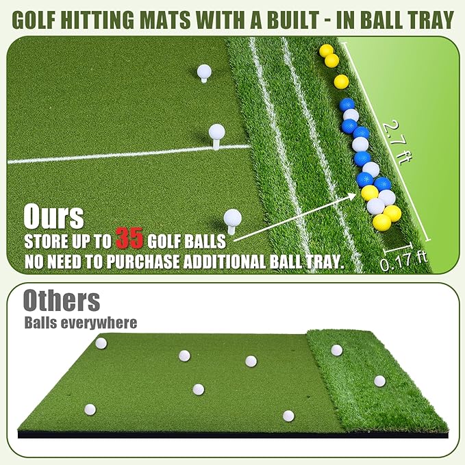 SIOTMERA 23x16IN & 5x4FT Golf Mat, Dual-Turf Golf Hitting Mat with High-Elasticity EVA Anti-Slip Bottom, Anti-Deformation,Reinforced Glue, Ideal for Swing,Chipping Practice,Indoor/Outdoor