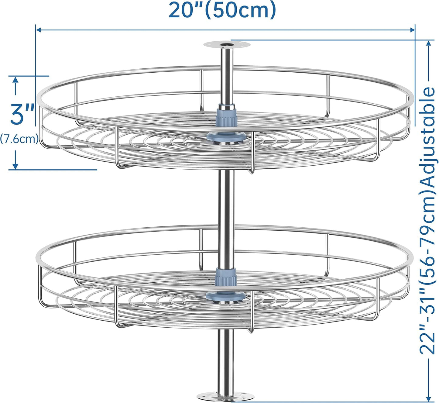 20" Lazy Susan Turntable for Cabinet - Corner Cabinet Organizer for Kitchen, Full Circle Corner Cabinet Lazy Susan Replacement Shelves Rotating Rack for Corner Base