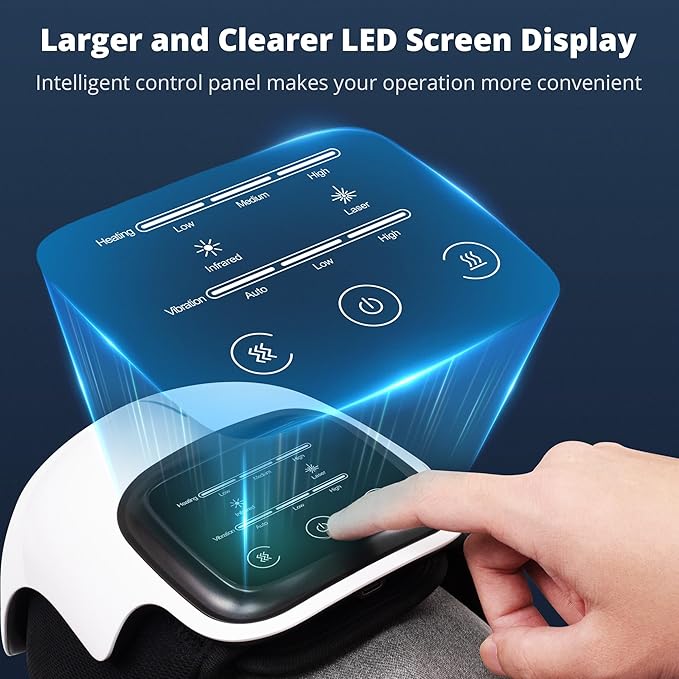 Medcursor Knee Massager with Heat, Cordless Heated Knee Massage for Pain Relief with 3 Heating Levels, 3 Vibration Modes, LED Screen, Adjustable Straps, Gift for Men and Women