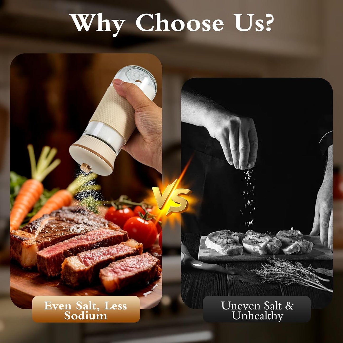 2-in-1 Salt Shaker, Glass Salt and Pepper Shakers Set for Kitchen, Salt and Pepper Containers with 1g Measuring Spoon, Farmhouse Cute Salt Pepper Shakers for Home Easy Filling, 1PCS