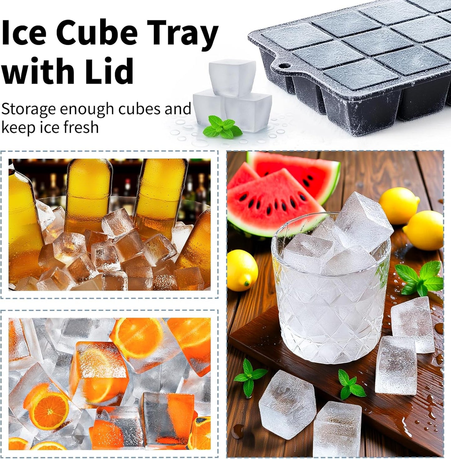 Silicone Ice Cube Tray 2 Pack, HANCELANT Ice Cube Mold, Ice Trays for Freezer with Lid for Whiskey, Baby Food, BPA Free, Easy Release