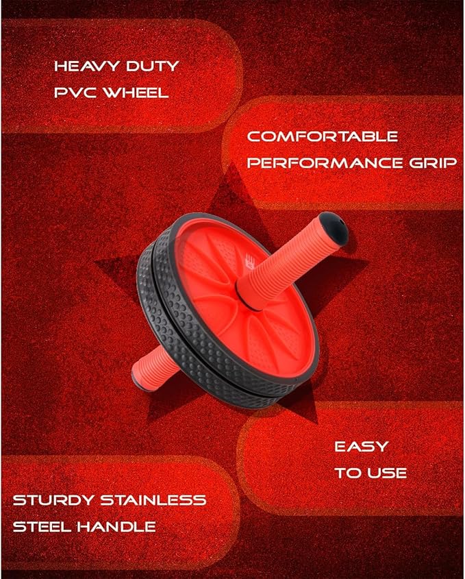 WOD Nation Ab Roller - Black & Red, Modern Core Fitness Equipment for Home Gym & Travel - Ab Wheel for Workout & Core Stability