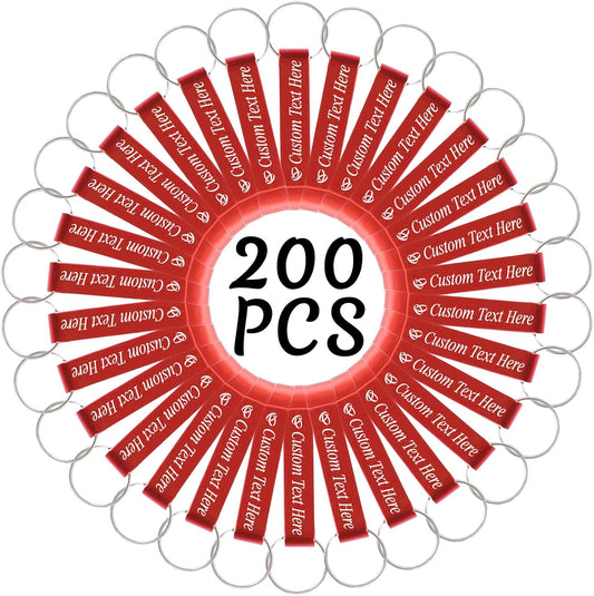 200PCS Personalized Bottle Opener Keychain Bulk Custom Beer Bottle Opener with Logo Text Engraved Wedding Bottle Opener Favors Customized Gifts for Guests Baby Shower Birthday Party-Red