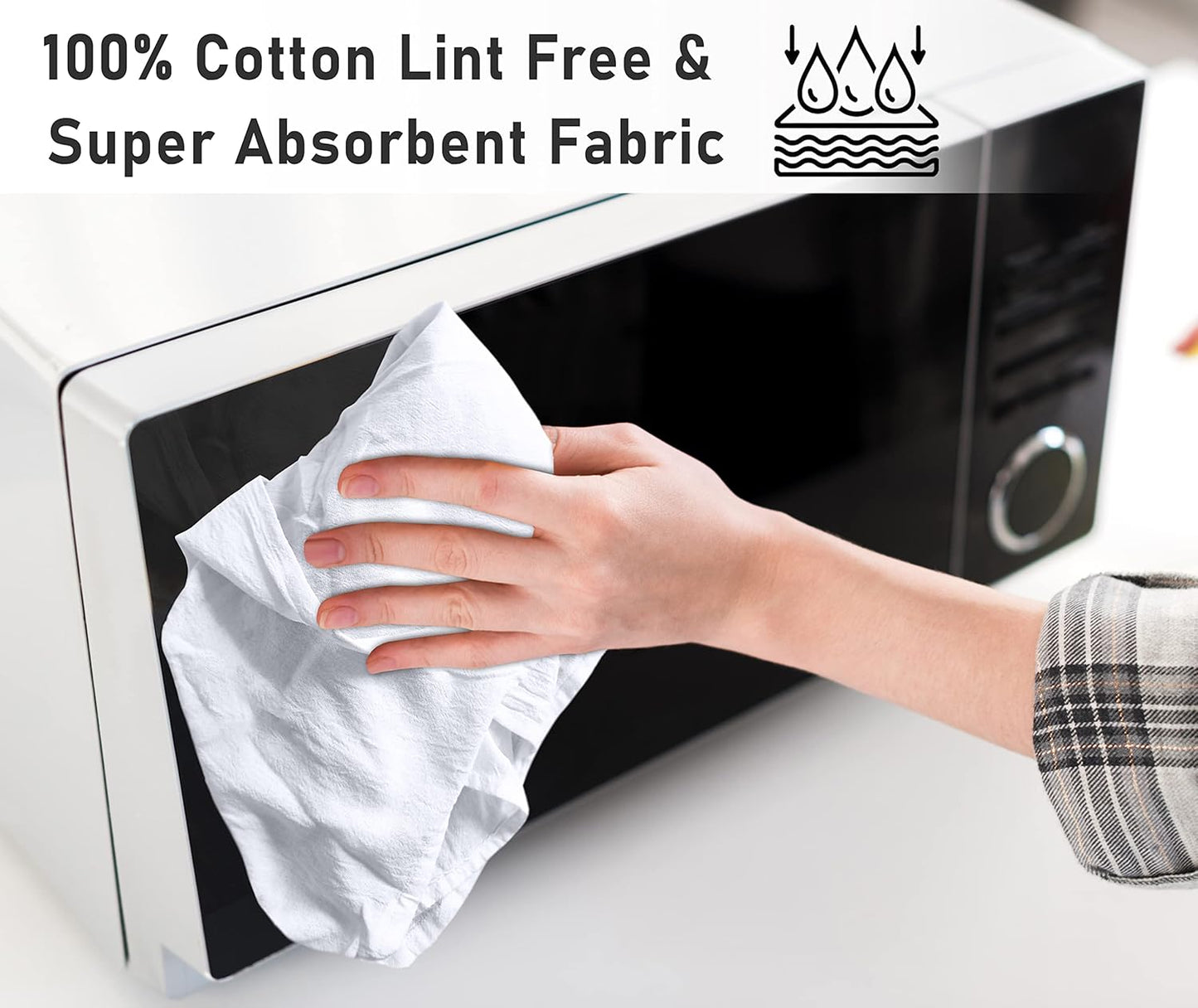 RUVANTI Flour Sack Towels 12 Pack 28 x 28 Inches, Ring Spun 100% Cotton Dish Towel, Machine Washable, Absorbent - Flour Sack Kitchen Towels for Drying and Cleaning - White