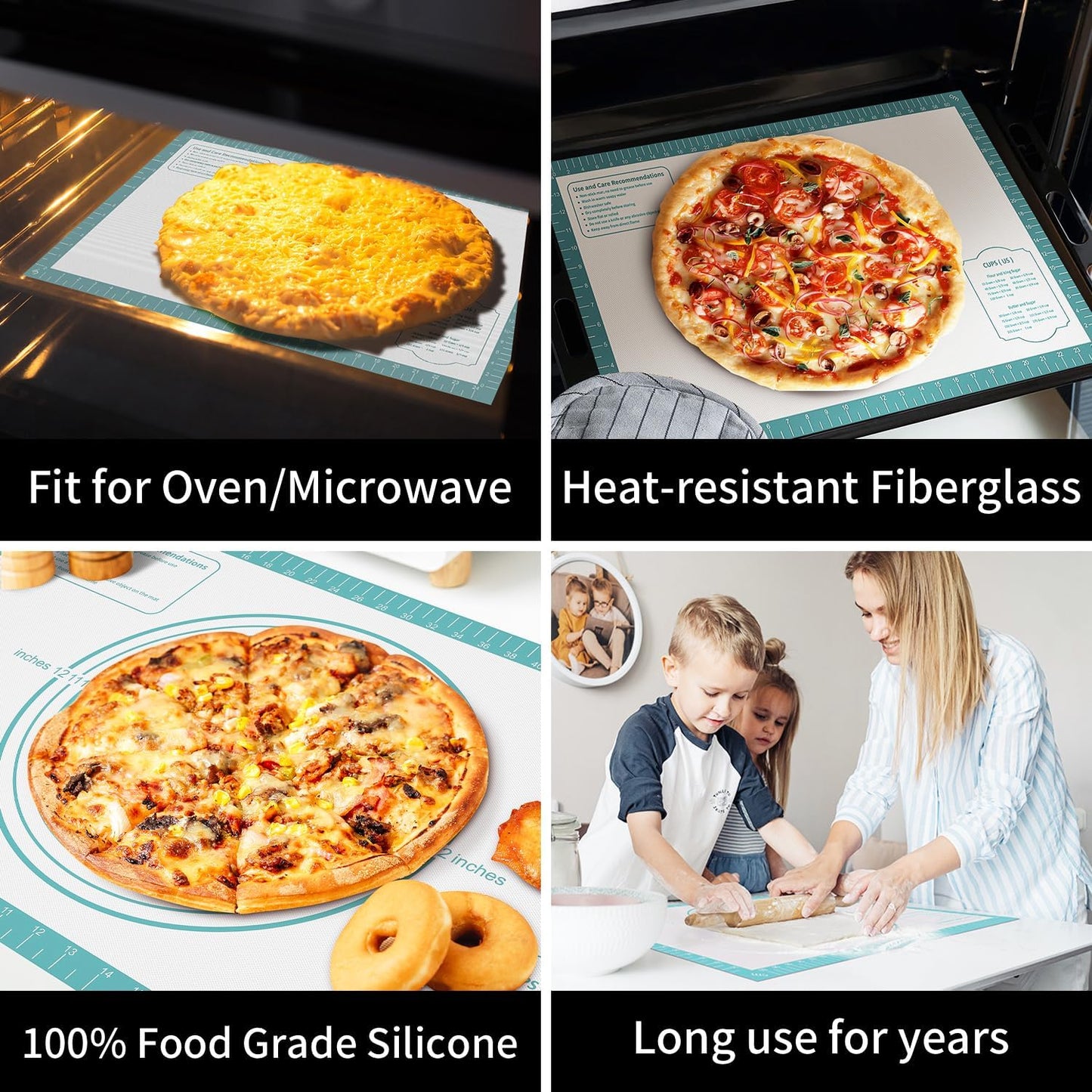 Non stick Pastry Mat, Dough Mat for Rolling, Silicone Baking Mat, Fondant/Pie Crust Mat Kitchen Counter Mat, Macarons Bread Baking Mat Baking Supplies Extra Large 28 x 20 Inch