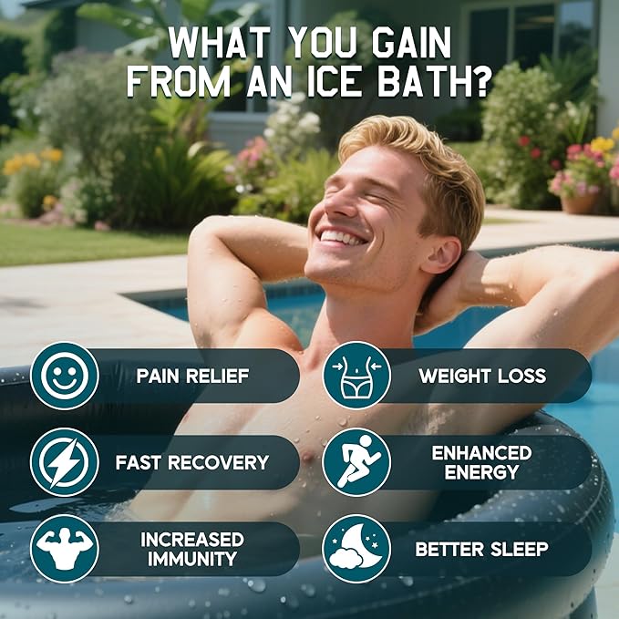 Albott Cold Plunge Tub with 1HP Chiller, Inflatable Ice Bath Tub with App Control, UV/Ozone System, Insulated Lid & Wheels, Full-Body Recovery Tub for Athletes, 150 Gal, 59"x32"x28"