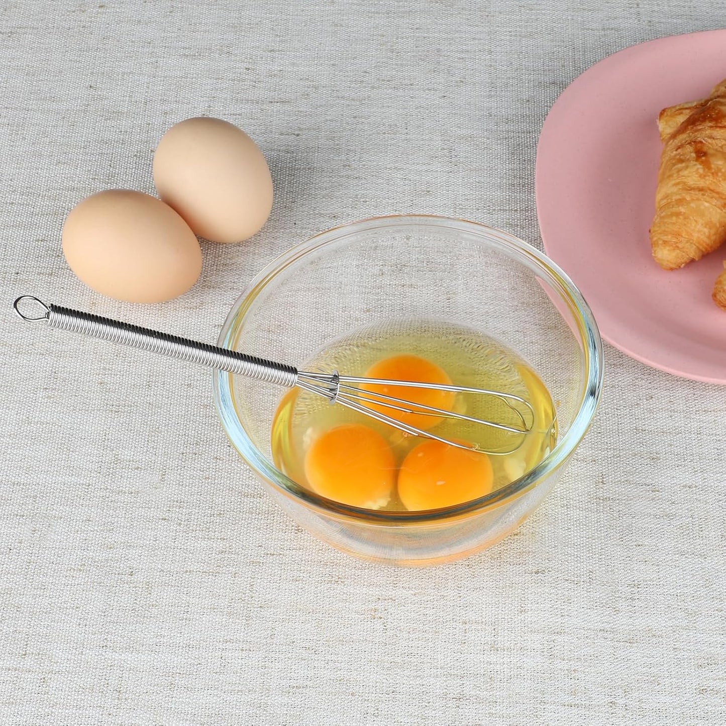 HOTEC 4 Pieces Stainless Steel Whisks Set, Wire Balloon Whisks Egg Beater, Thicken Wire &Non-slip Handle Whisk Perfect for Cooking, Stirring, Beating and Blending (Silver)