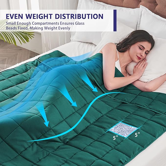 yescool King Size Weighted Blanket for Adults (20 lbs, 80” x 87”, Teal) Cooling Heavy Blanket for Sleeping Perfect for 190-210 lbs, Breathable Blanket for Adults & Couple All Season, Machine Washable