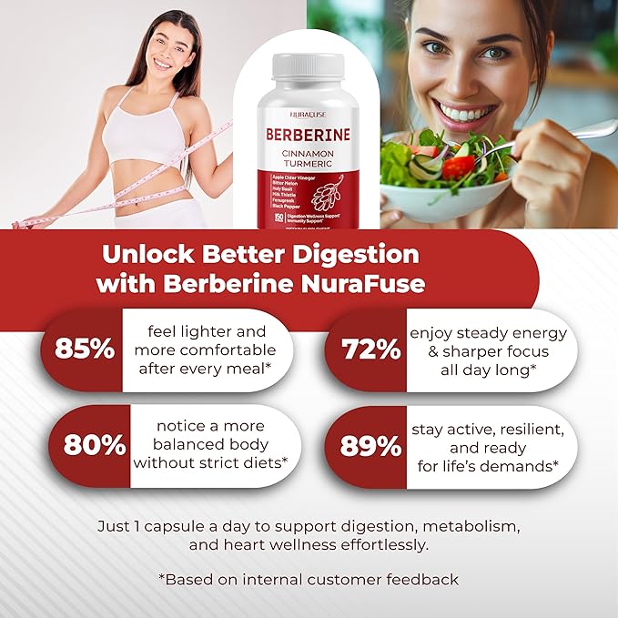 Berberine 14-in-1 Supplement with Ceylon Cinnamon Apple Cider Vinegar Turmeric Bitter Melon Holy Basil Milk Thistle Fenugreek Gymnema Banaba - Made in The USA
