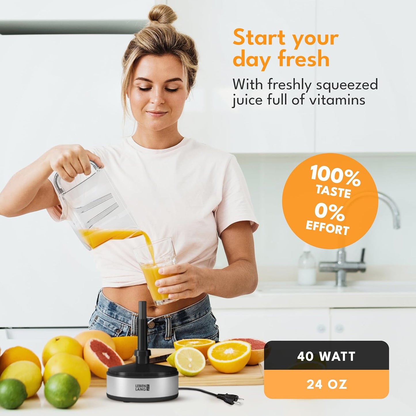 Electric Citrus juicer - 2 cones & BPA-free I High juice yield & Large Volume I 24oz Orange juicer squeezer I Esprimidoras electrico Exprimidor de limones y jugo naranjas for Juicers Machine