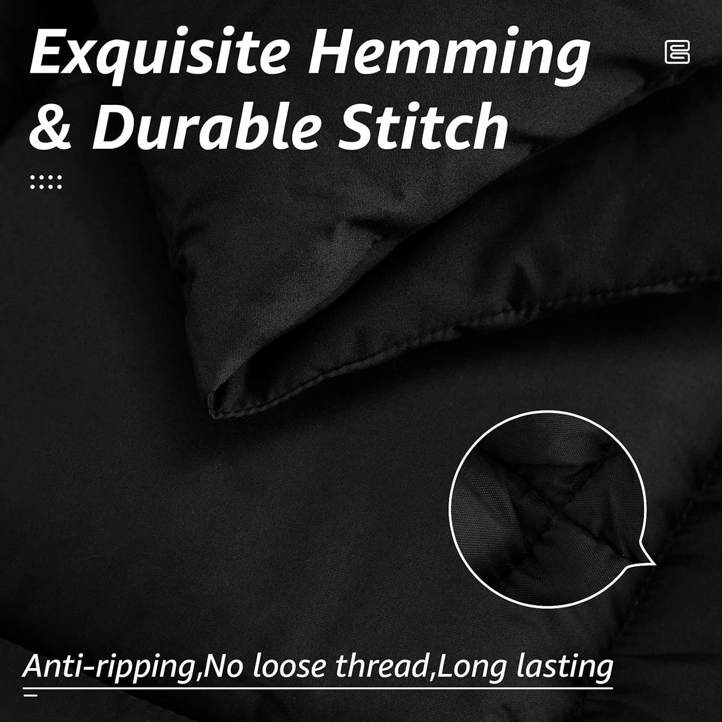 HYLEORY All Season Full Size Bed Comforter - Cooling Down Alternative Quilted Duvet Insert with Corner Tabs - Winter Warm - Machine Washable - Black