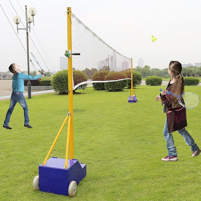 Volleyball Net Outdoor, Portable Volleyball Net Pole for Backyard, Badminton Net Set for Tennis with Wheels, Carry Bag,Volleybal/Badminton Poles & Net with Base Outdoor Training