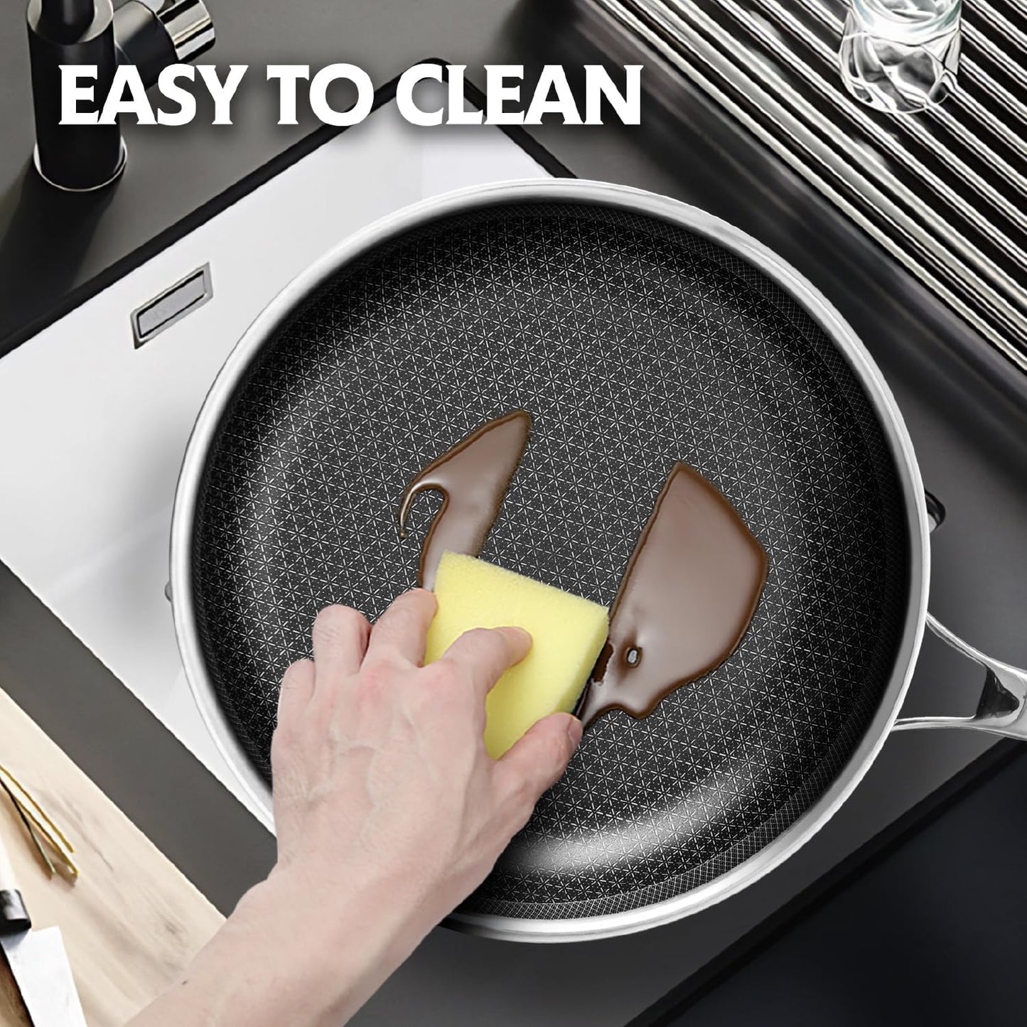 Non Stick Frying Pans Set,Hybrid Pan Set(8+10+12inch) Frying Pans Nonstick for cooking,PFOA Free Induction Cookware Sets,non stick Stainless Steel Skillets,Dishwasher and Oven Safe Kitchen set