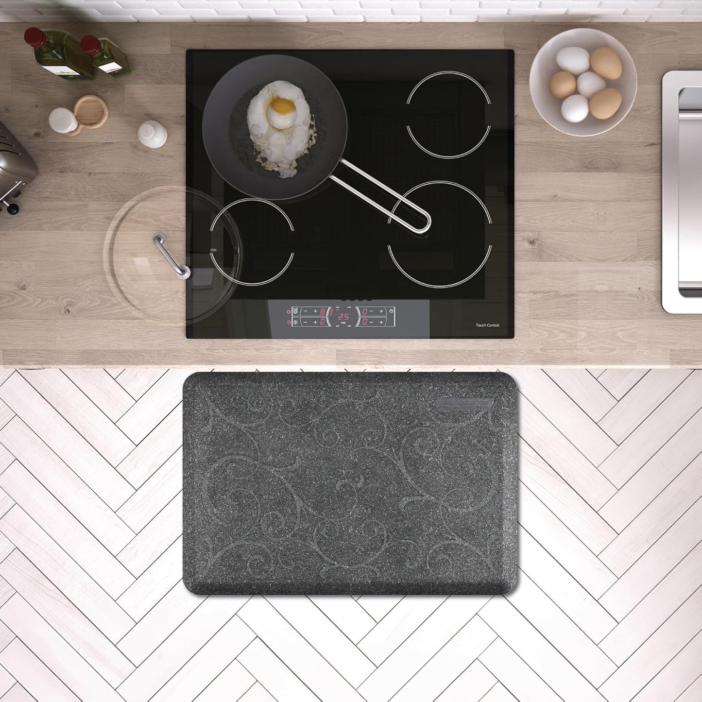 WellnessMats Bella Collection Anti-Fatigue Floor Mat, Polyurethane – Ergonomic Support Pad for Home, Kitchen, Garage, Office Standing Desk – Water Resistant - Made in USA