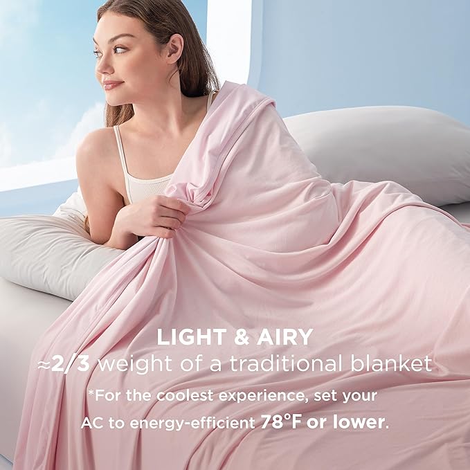 Bedsure Summer Cooling Blanket Queen Size for Hot Sleepers with Sports Mesh Design, Arc-Chill Q-Max 0.4 Lightweight Breathable Ice Cold Blanket for Night Sweats, 90 x 90 Inches, Mesh Pink