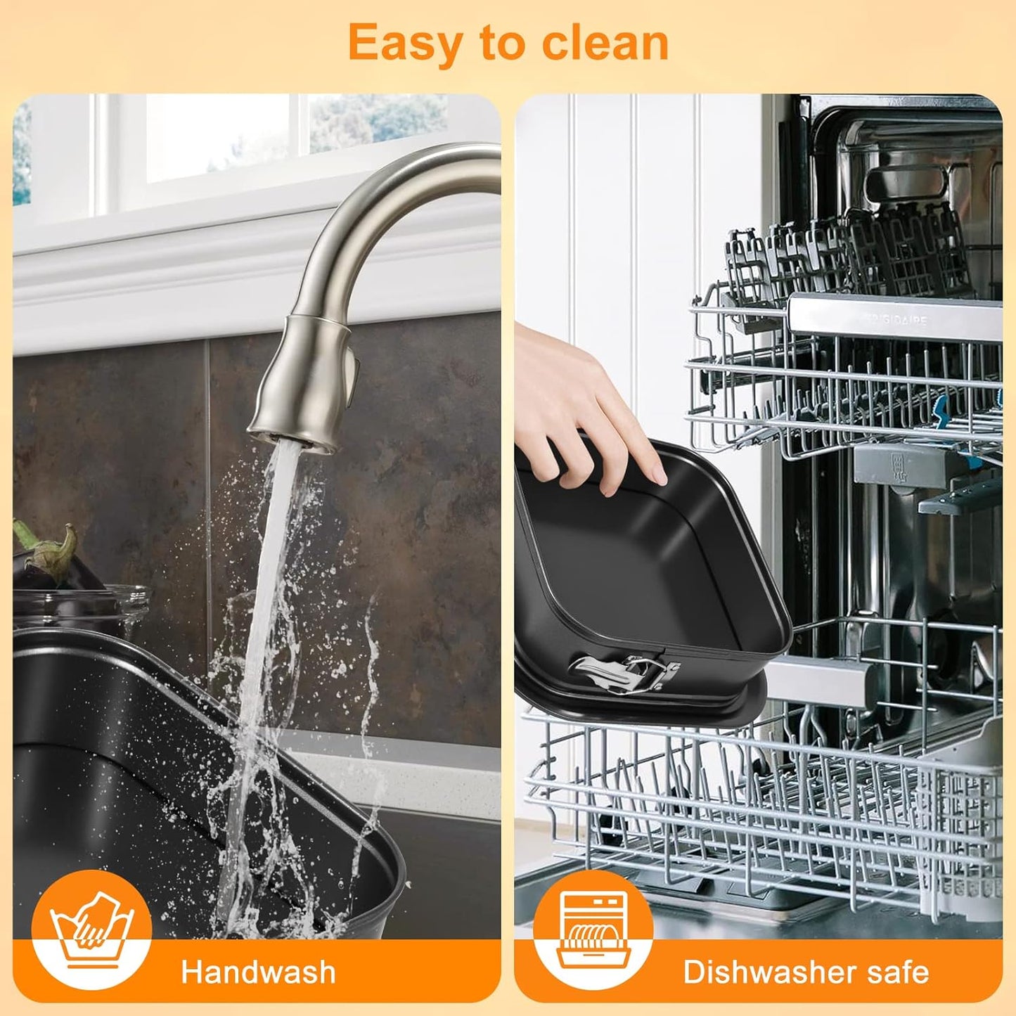 Springform Cake Pan, 9.5 x 9.5Inch Square Cheesecake Pan, Tiramisu Bakeware with Nonstick Removable Bottom, Non-Stick Baking Pan Mold Leakproof - Black