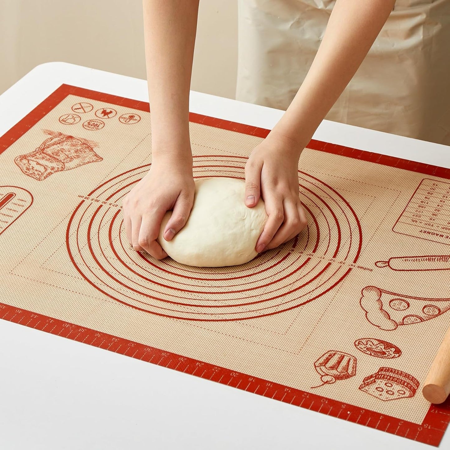 Silicone Baking Pastry Dough Mat - 26x16Inch Extra Large Cookie Bread Rolling Mats Sheet, Nonstick Kitchen Counter Kneading Board, Thick Reusable Pie Cookies Pizza Fondant Making Matt with Measurement