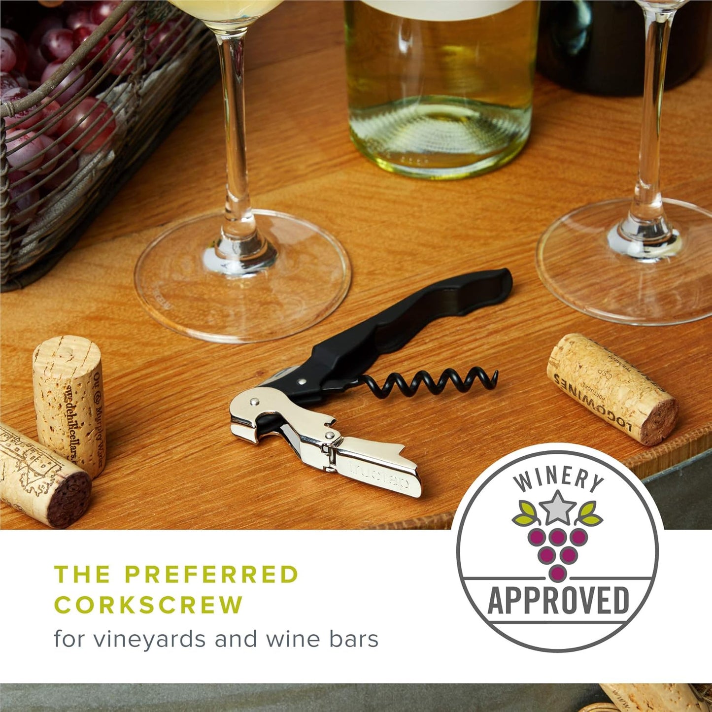 True Brands TrueTap Double Hinged Waiters Corkscrew, Top-notch Stainless Steel Opener with Foil Cutter Built to Last Wine Key Burgundy, Set of 1