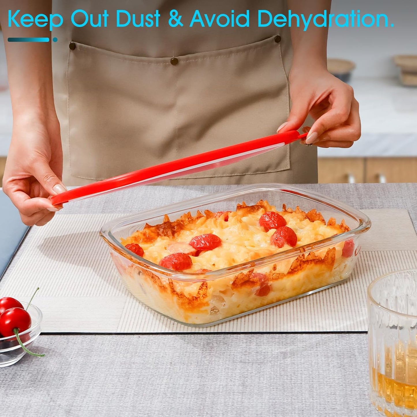 NUTRIUPS Small Tempered Glass Baking Dish with Lid, Glass Pan for One Serving, Food Bakeware for Oven (Clear, 1.25L)