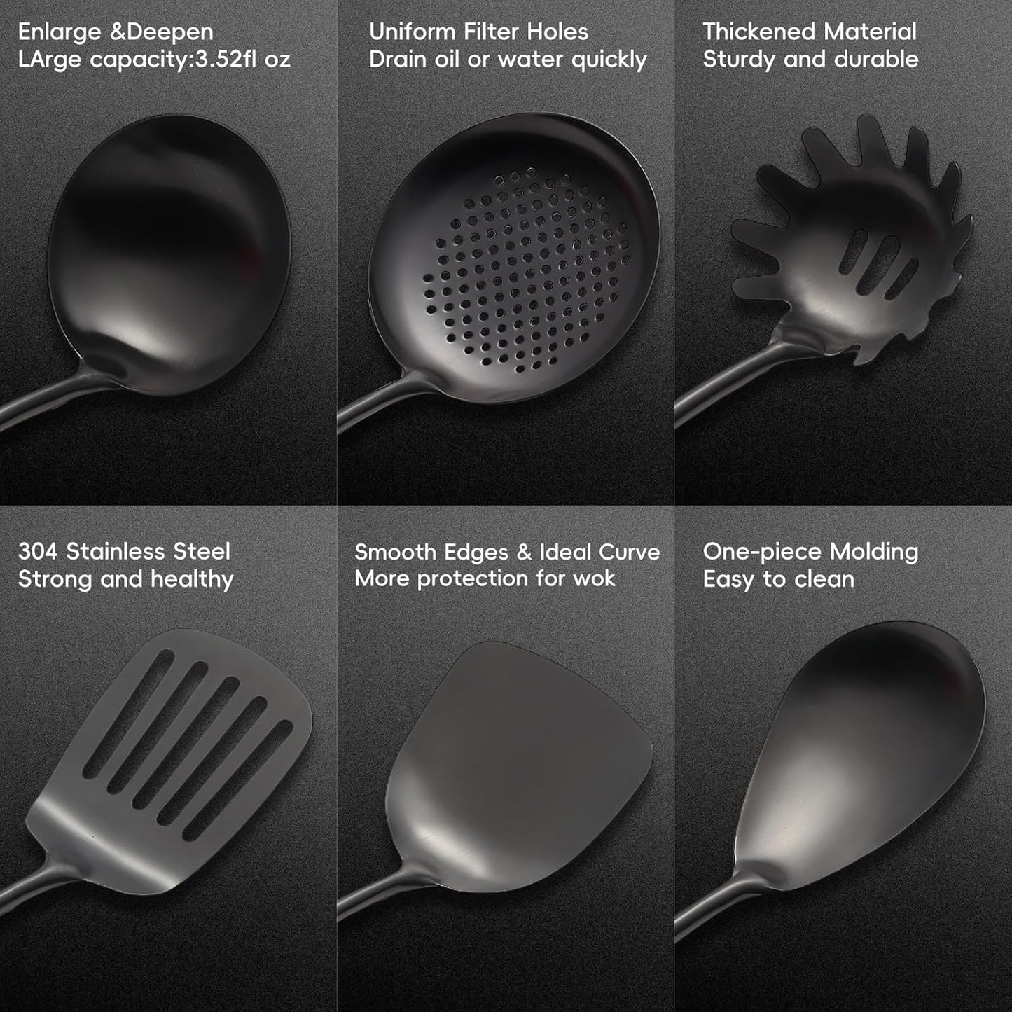 Stainless Steel Kitchen Utensils Set with Wood Handle, 18/10 Metal Cooking Utensils Set, 10-Piece - Spatula, Spoon, Ladle, Skimmer, Slotted Turners, Pasta Server, Fork, Masher(Dishwasher Safe)