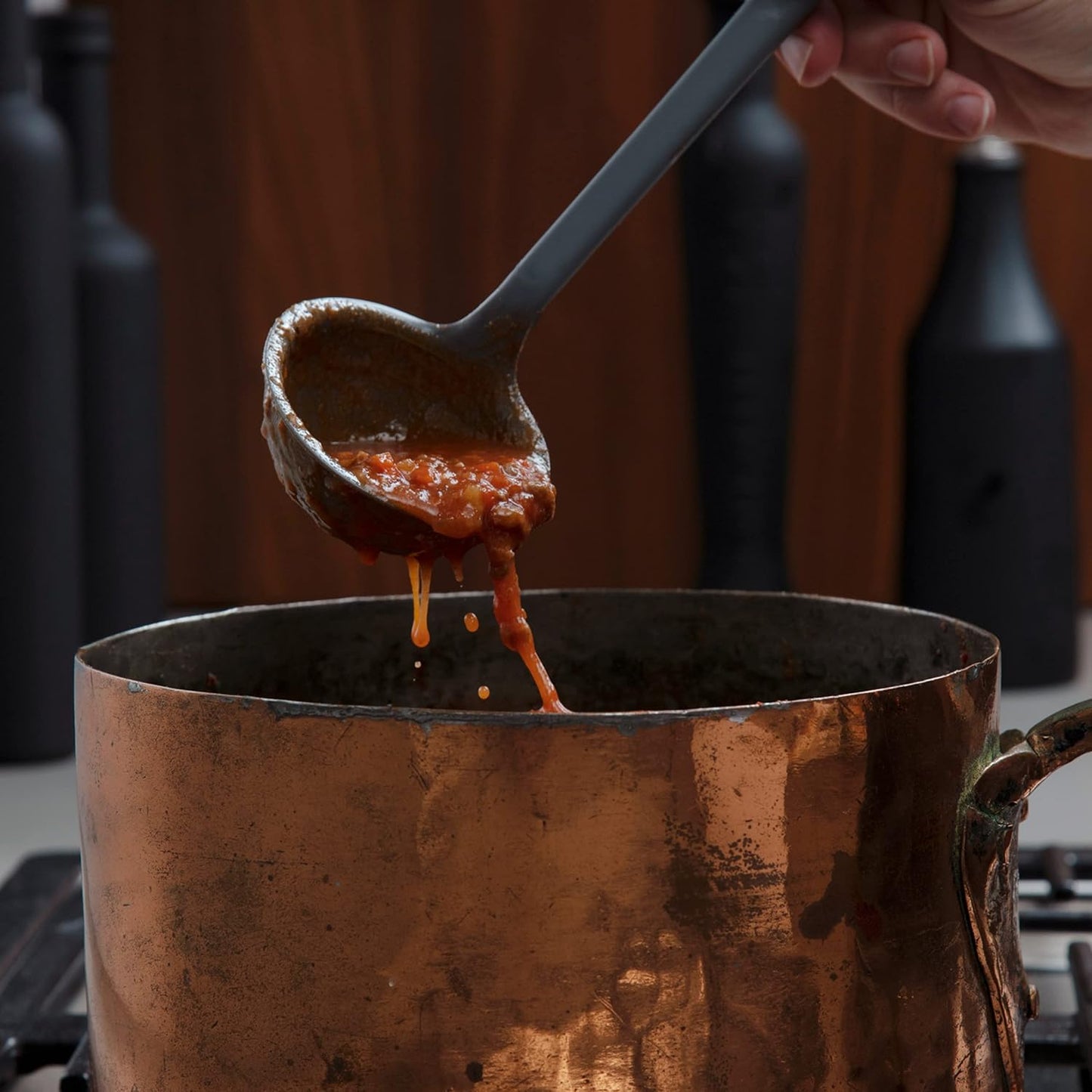 GIR: Get It Right Silicone Pasta Spoon & Ladle - 3/4-Cup Capacity - Red - Heat-Resistant to 425°F - Measurement Markings in Cups & mL - No-Drip Edge - Dishwasher-Ready