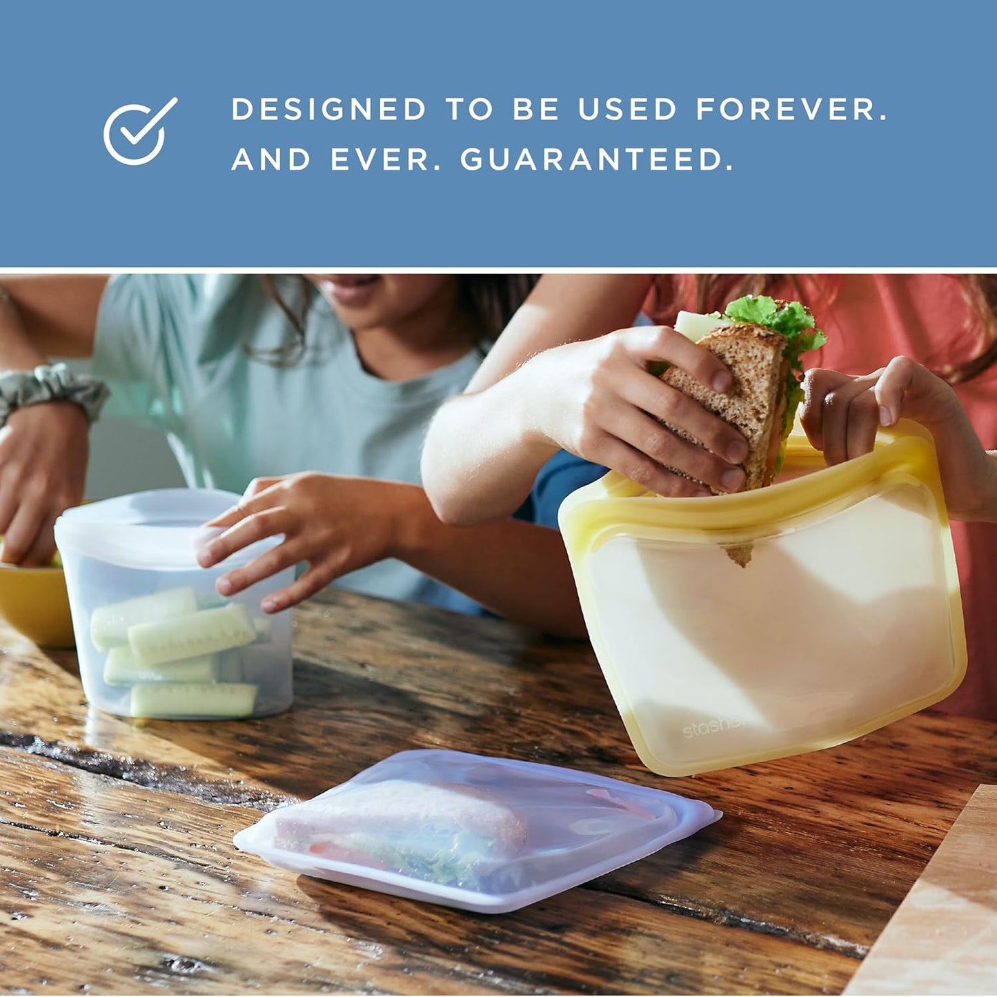 Stasher Premium Silicone Reusable Food Storage Sandwich Bag, Deep Ocean, Microwave, Sous Vide, Dishwasher, Oven and Freezer Safe, BPA Free, Leak-free, Eco-friendly, 28 Oz